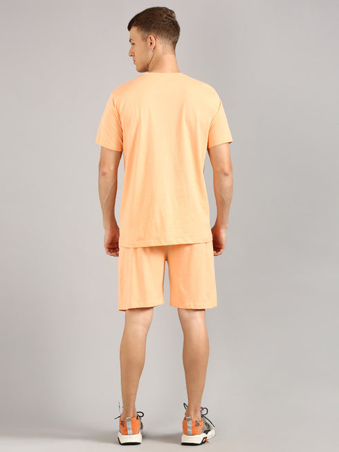 Orange Printed Regular Fit Co-Ords Set