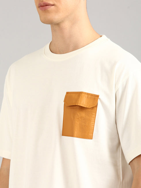 White & Orange Printed Regular Fit Co-Ords Set