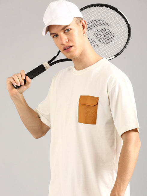 White & Orange Printed Regular Fit Co-Ords Set