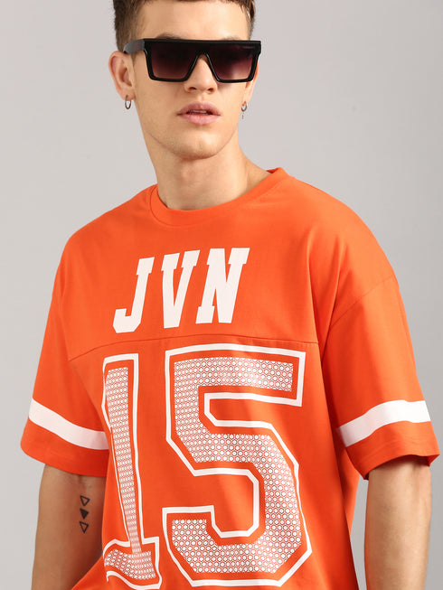 Orange Printed Oversized T-shirt