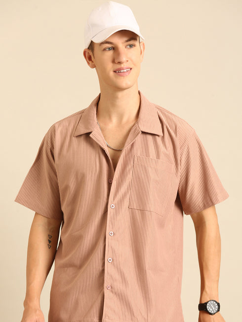 Mocha Brown Textured Relaxed Fit Co-Ords Set