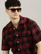 Red&Black Checked Short Sleeved Oversized Shirt