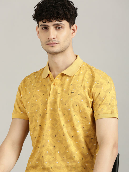 Yellow Printed Polo T-shirt