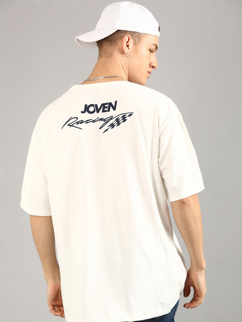 Cream Oversized Printed T-shirt