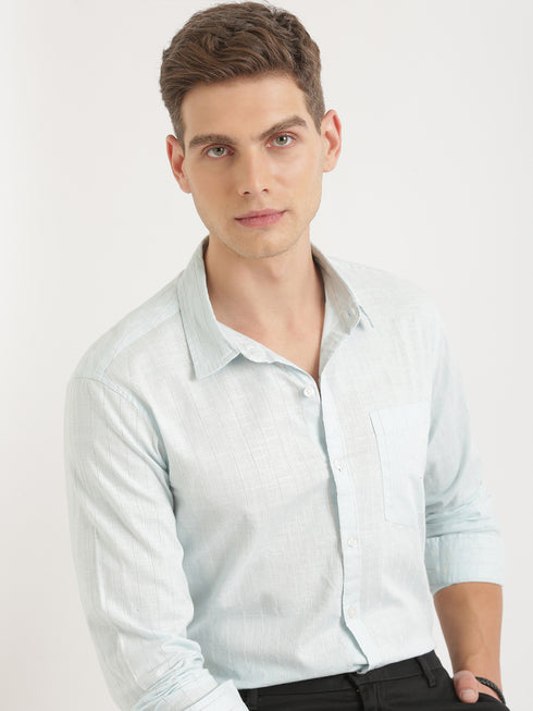 Light Green Striped Long Sleeve Shirt