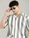 White&Black Striped Short Sleeved Oversized Shirt
