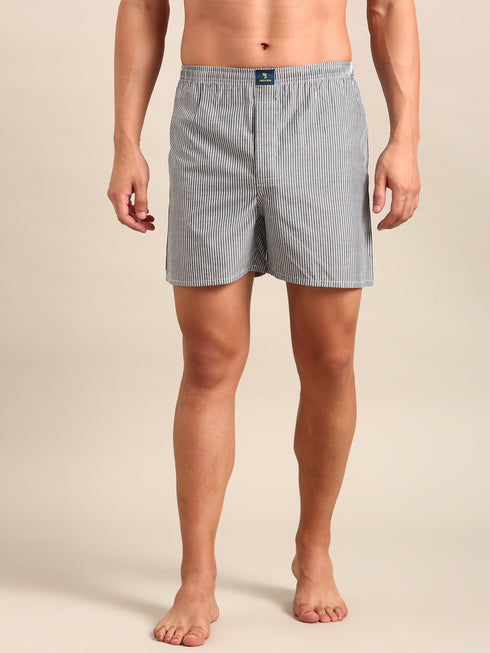 2 Pack Checked & Striped Cotton Boxers