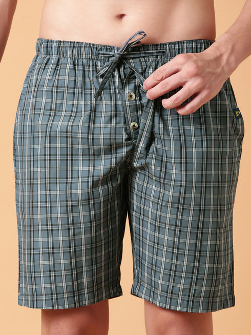 Blue Checked Lounge Short