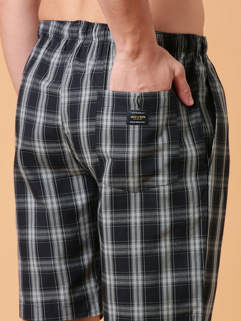 Dark Navy Checked Lounge Short