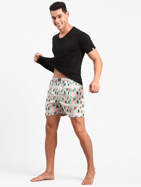 Grey Printed Pure Cotton Boxer