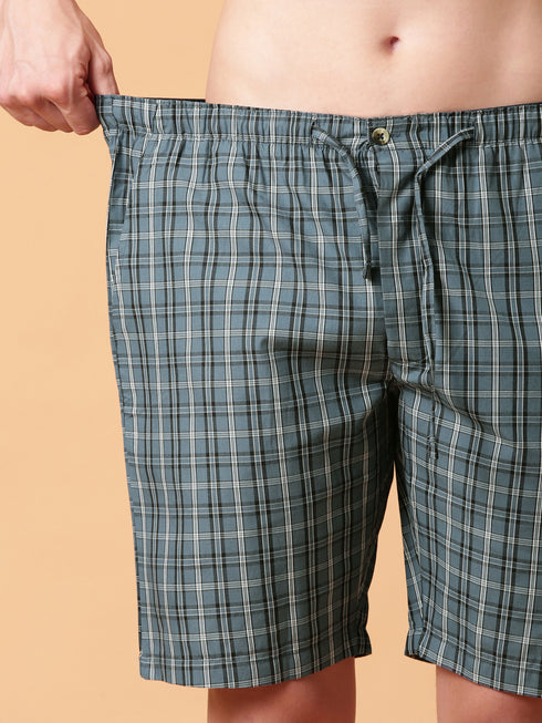 Blue Checked Lounge Short