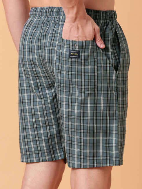 Blue Checked Lounge Short