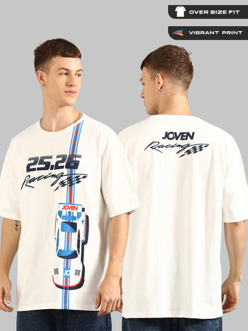 Cream Oversized Printed T-shirt