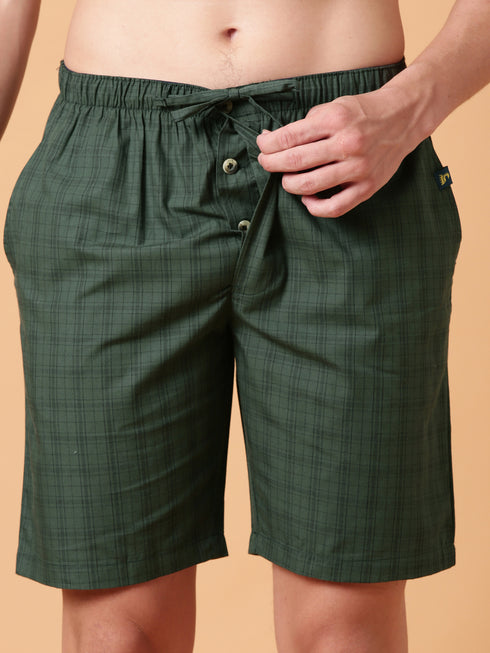 Green Checked Lounge Short