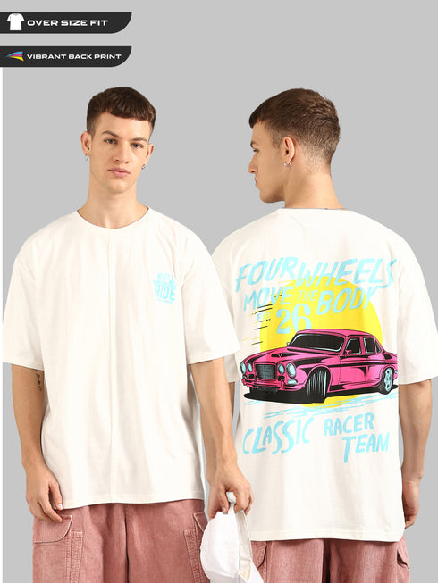 Cream Cut&Sew Oversized Printed T-shirt