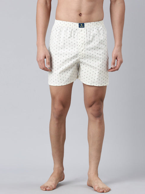 Beige Printed Cotton Boxer