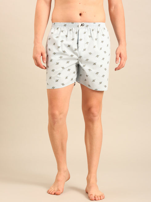 Blue with Planet Printed Cotton Boxers