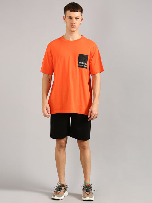 Orange Printed Regular Fit Co-Ords Set
