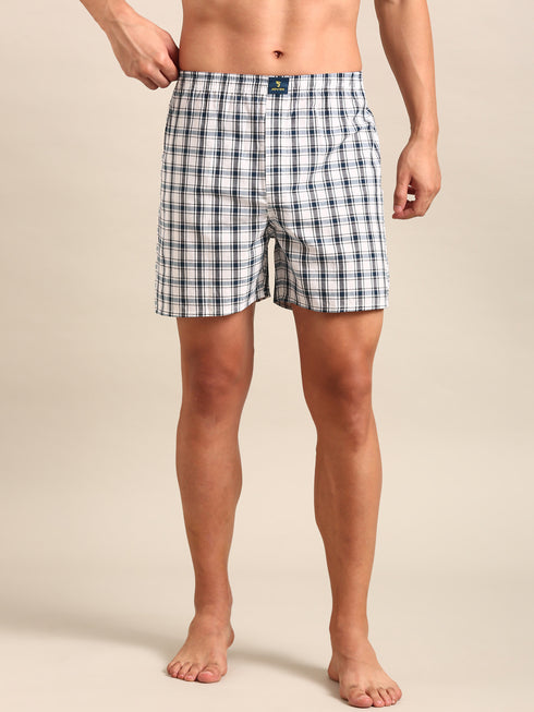 White & Black Checked Cotton Boxer