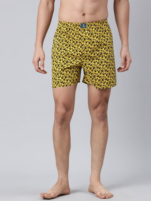 Yellow Printed Cotton Boxer