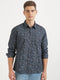 Navy Blue Printed Casual Long Sleeve Shirt