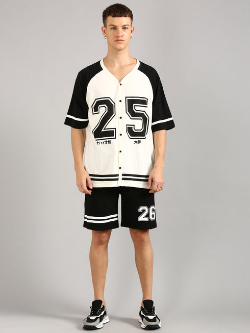 White & Black Printed Relaxed Fit Co-Ords Set
