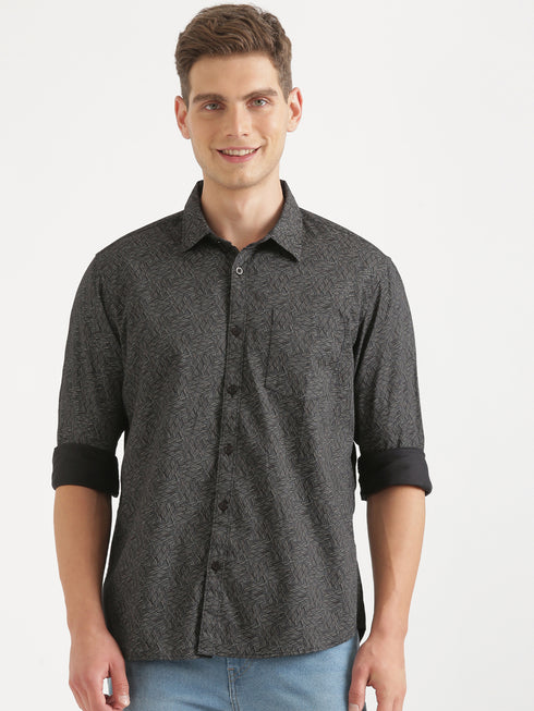 Dark Grey Casual Full Sleeve Casual Shirt