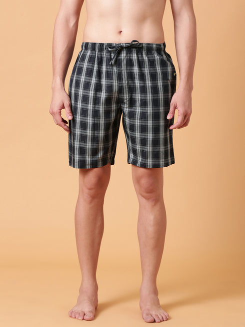 Dark Navy Checked Lounge Short