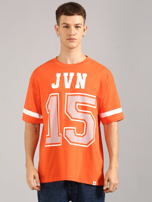 Orange Printed Oversized T-shirt