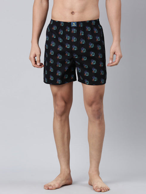 Black Printed Pure Cotton Boxer