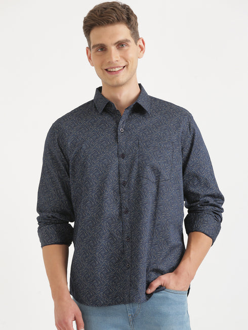 Black & Grey Printed Full Sleeve Casual Shirt