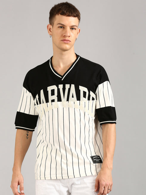 Black & White Printed Regular Fit T-Shirt