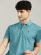 Teal Printed Polo T-shirt