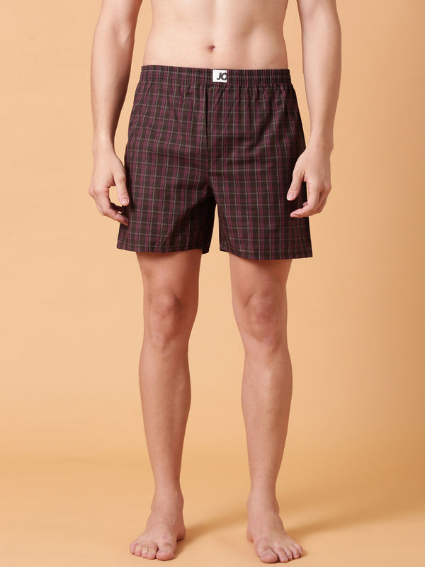 Brown Checked Cotton Boxer
