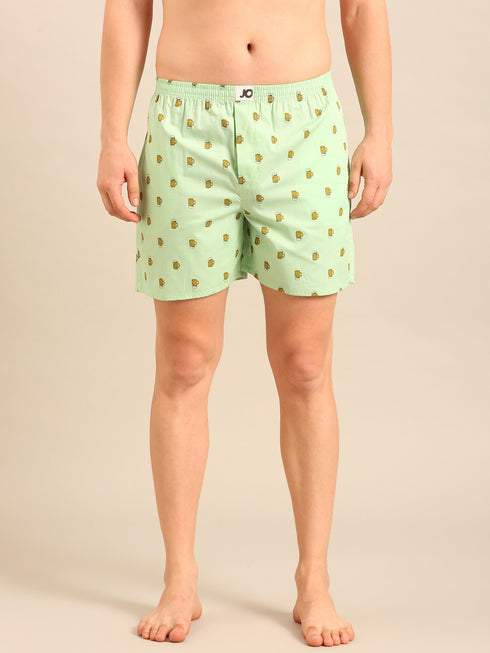Mint Green Printed Cotton Boxers