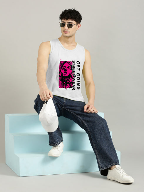 Grey Printed Tank Top