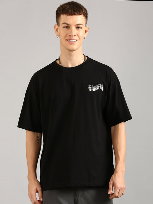 Black Printed Oversized T-Shirt