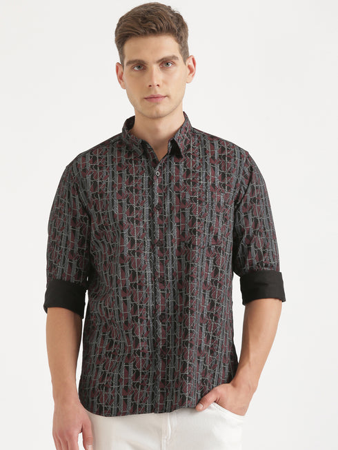 Multi- Colour Printed Long Sleeve Casual Shirt