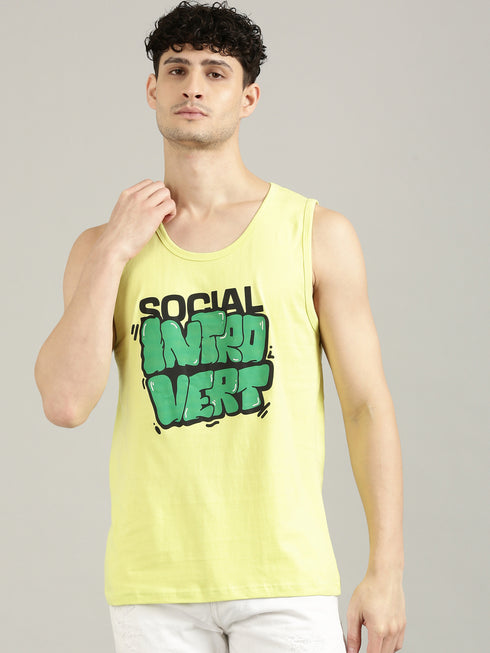 Yellow Printed Tank Top