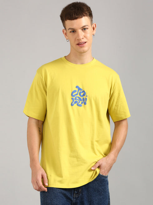 yellow Printed Oversized T-Shirt