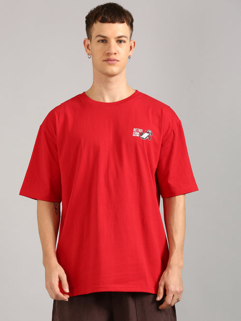 Red Oversized Printed T-shirt
