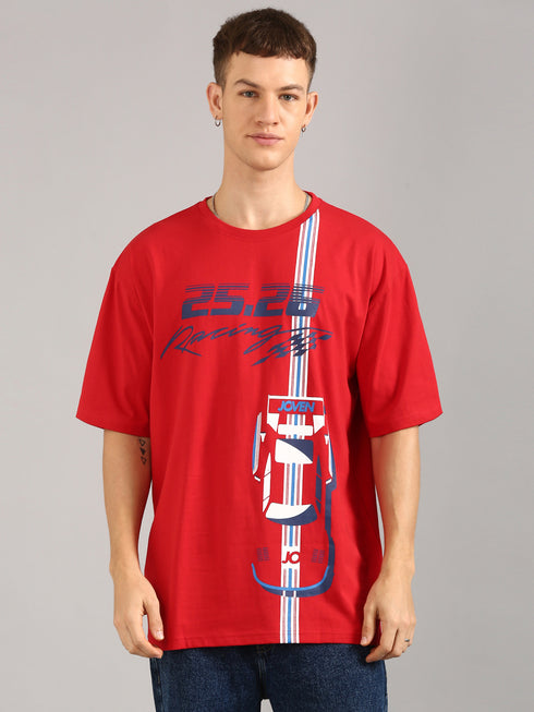 Red Oversized Printed T-shirt