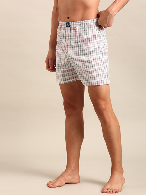 White Checked Cotton Boxer