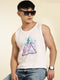 White Printed Crew Neck Tank Top