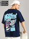 Navy Blue Oversized Puffy Printed T-shirt