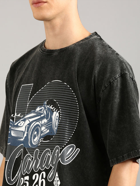 Black Oversized Distressed Stone Washed T-shirt