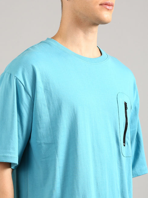 Sky Blue Oversized Puffy Printed T-shirt