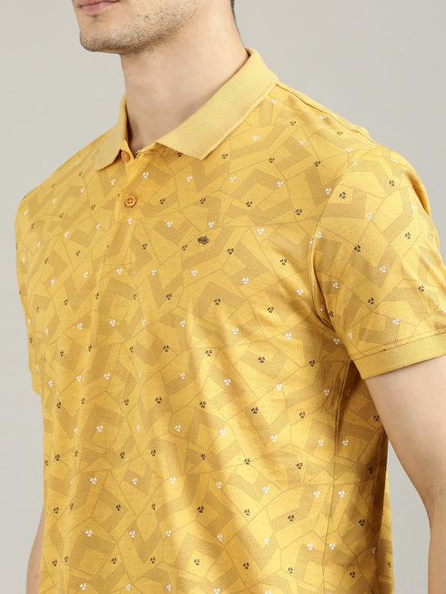 Yellow Printed Polo T-shirt