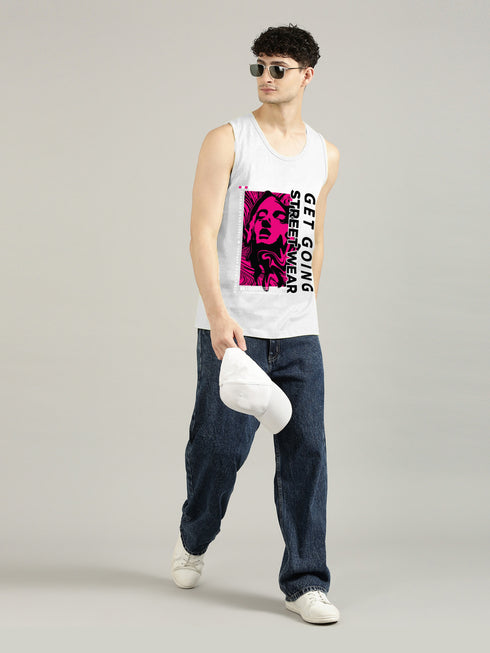 Grey Printed Tank Top