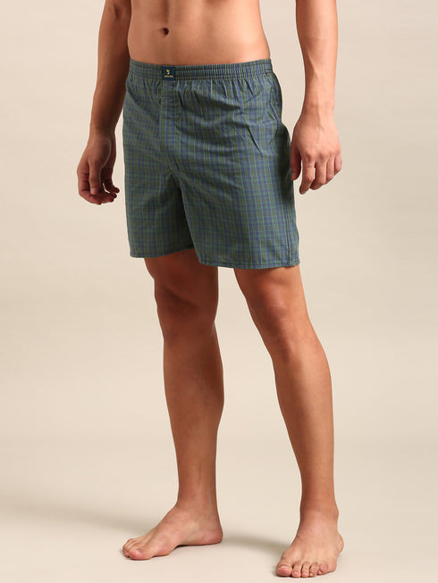 Green Checked Cotton Boxer